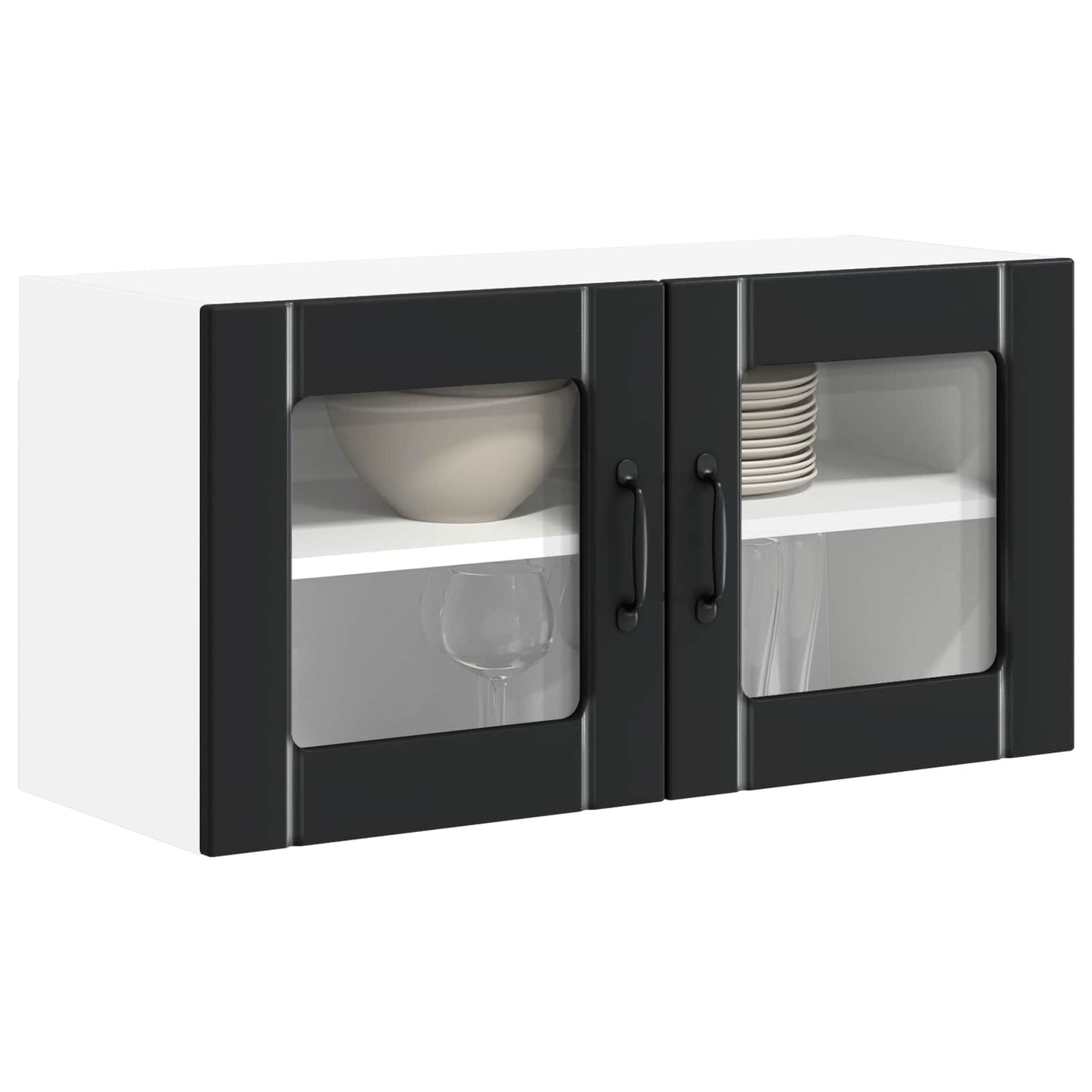 vidaXL Wall Glass Cabinet LUCCA Black 80 x 31 x 40 cm Engineered Wood 3