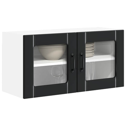 vidaXL Wall Glass Cabinet LUCCA Black 80 x 31 x 40 cm Engineered Wood 3
