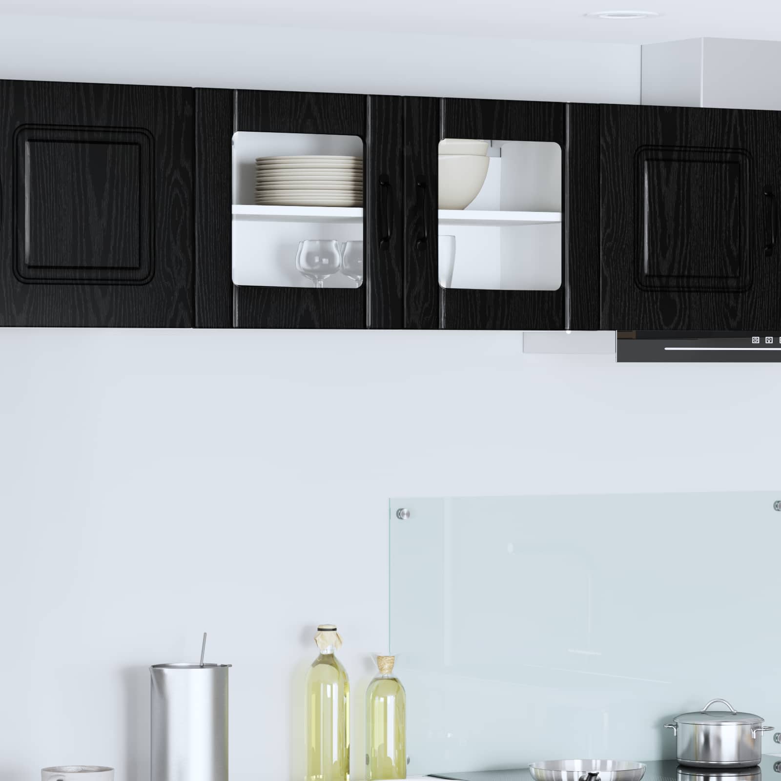 vidaXL Wall Glass Cabinet LUCCA Black Oak 80 x 31 x 40 cm 1