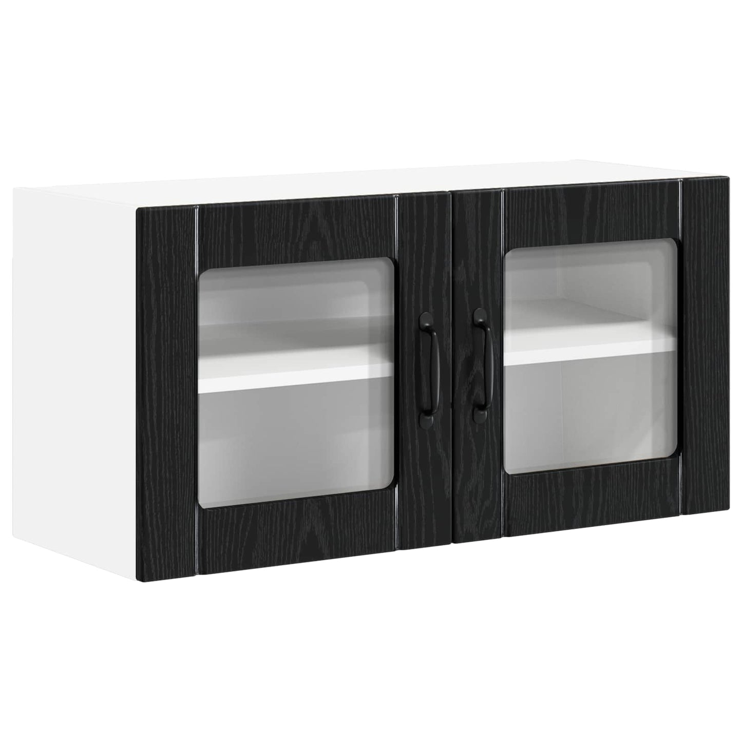 vidaXL Wall Glass Cabinet LUCCA Black Oak 80 x 31 x 40 cm 2