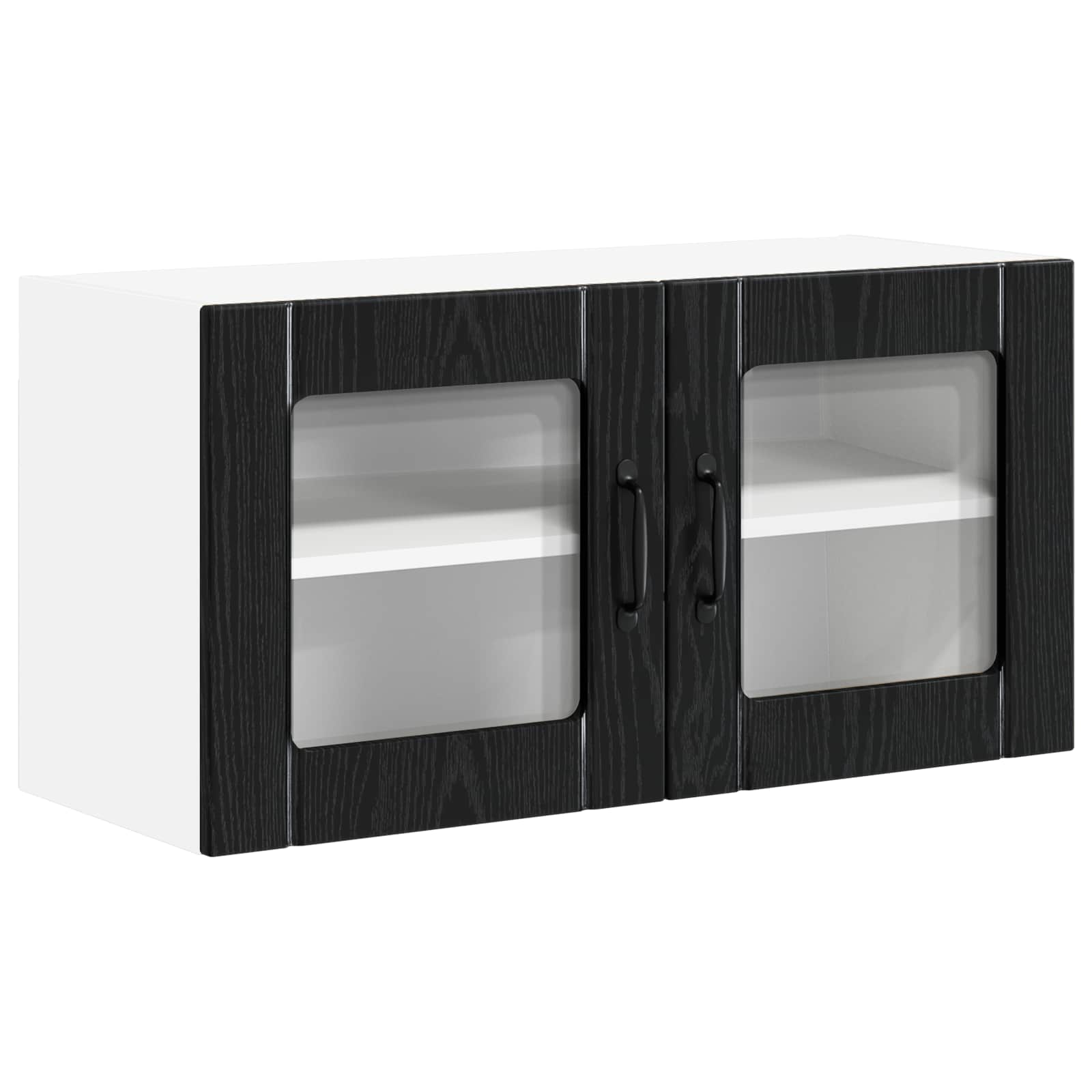 vidaXL Wall Glass Cabinet LUCCA Black Oak 80 x 31 x 40 cm 2