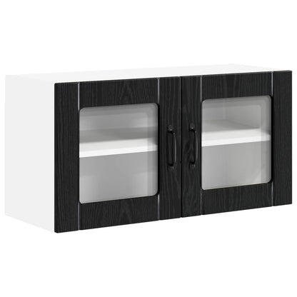 vidaXL Wall Glass Cabinet LUCCA Black Oak 80 x 31 x 40 cm 2