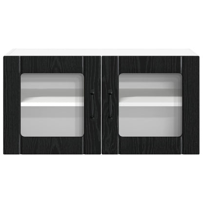 vidaXL Wall Glass Cabinet LUCCA Black Oak 80 x 31 x 40 cm 6