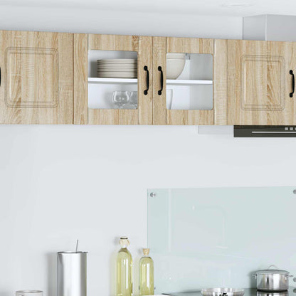 vidaXL Wall Glass Cabinet LUCCA Sonoma Oak 80 x 31 x 40 cm 1