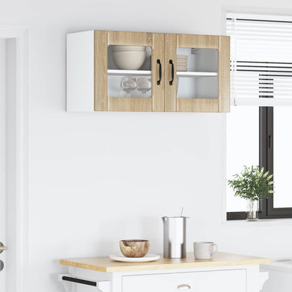 vidaXL Wall Glass Cabinet LUCCA Sonoma Oak 80 x 31 x 40 cm 4