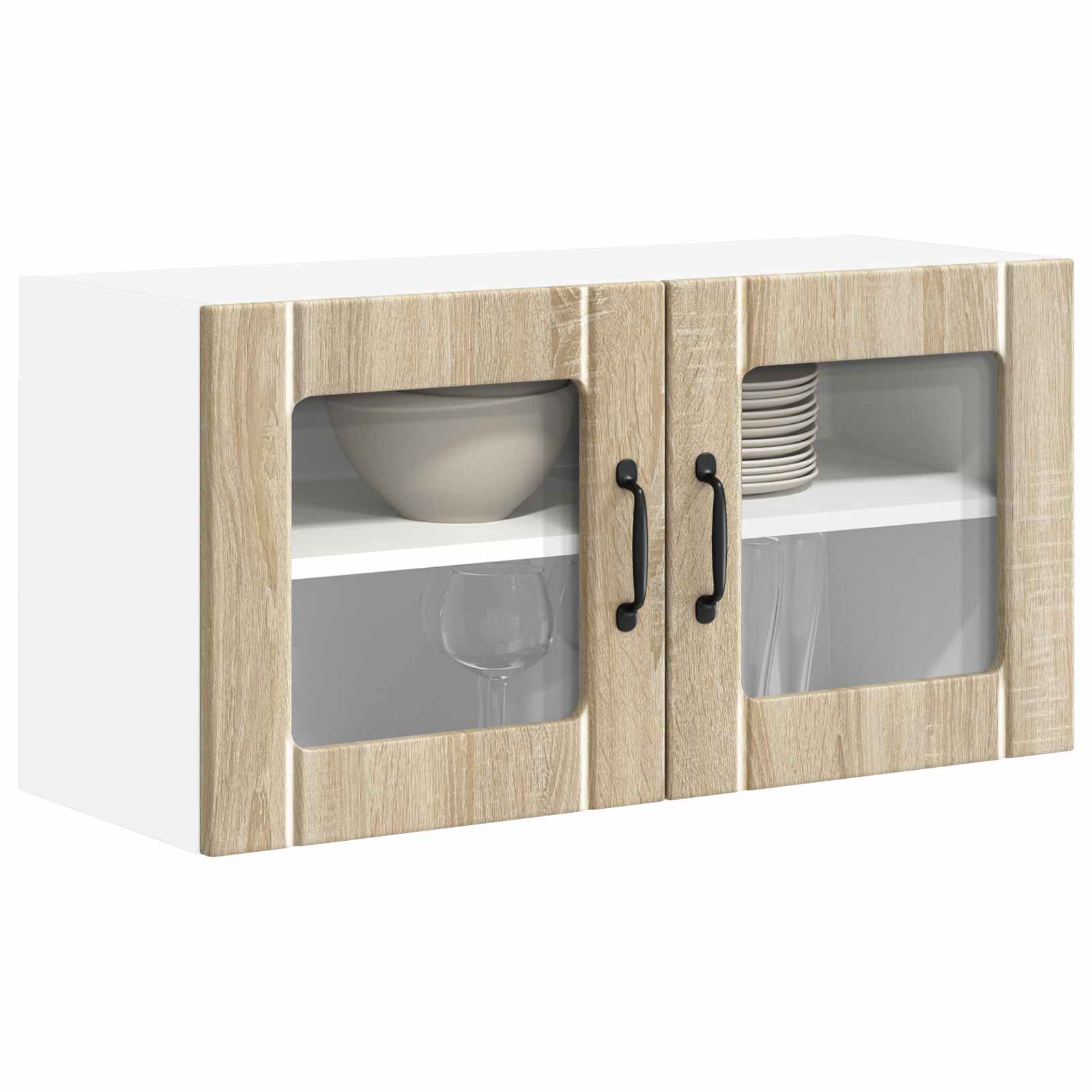 vidaXL Wall Glass Cabinet LUCCA Sonoma Oak 80 x 31 x 40 cm 3