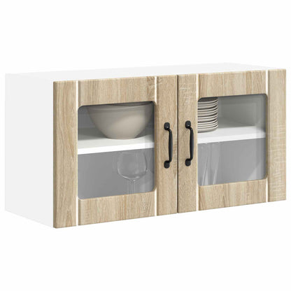 vidaXL Wall Glass Cabinet LUCCA Sonoma Oak 80 x 31 x 40 cm 3