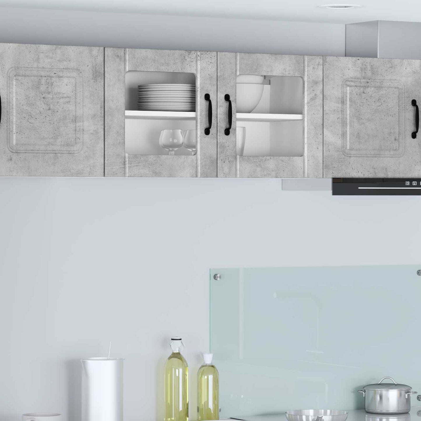 vidaXL Wall Glass Cabinet LUCCA Concrete Grey 80 x 31 x 40 cm 1