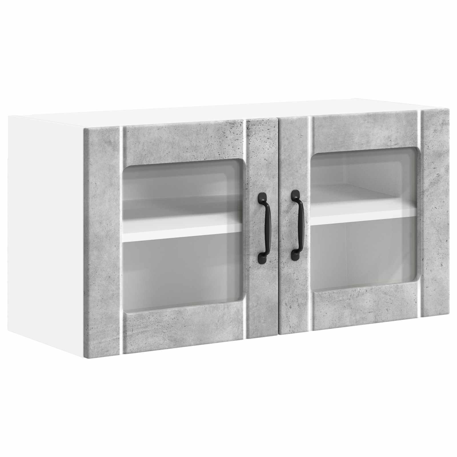 vidaXL Wall Glass Cabinet LUCCA Concrete Grey 80 x 31 x 40 cm 2