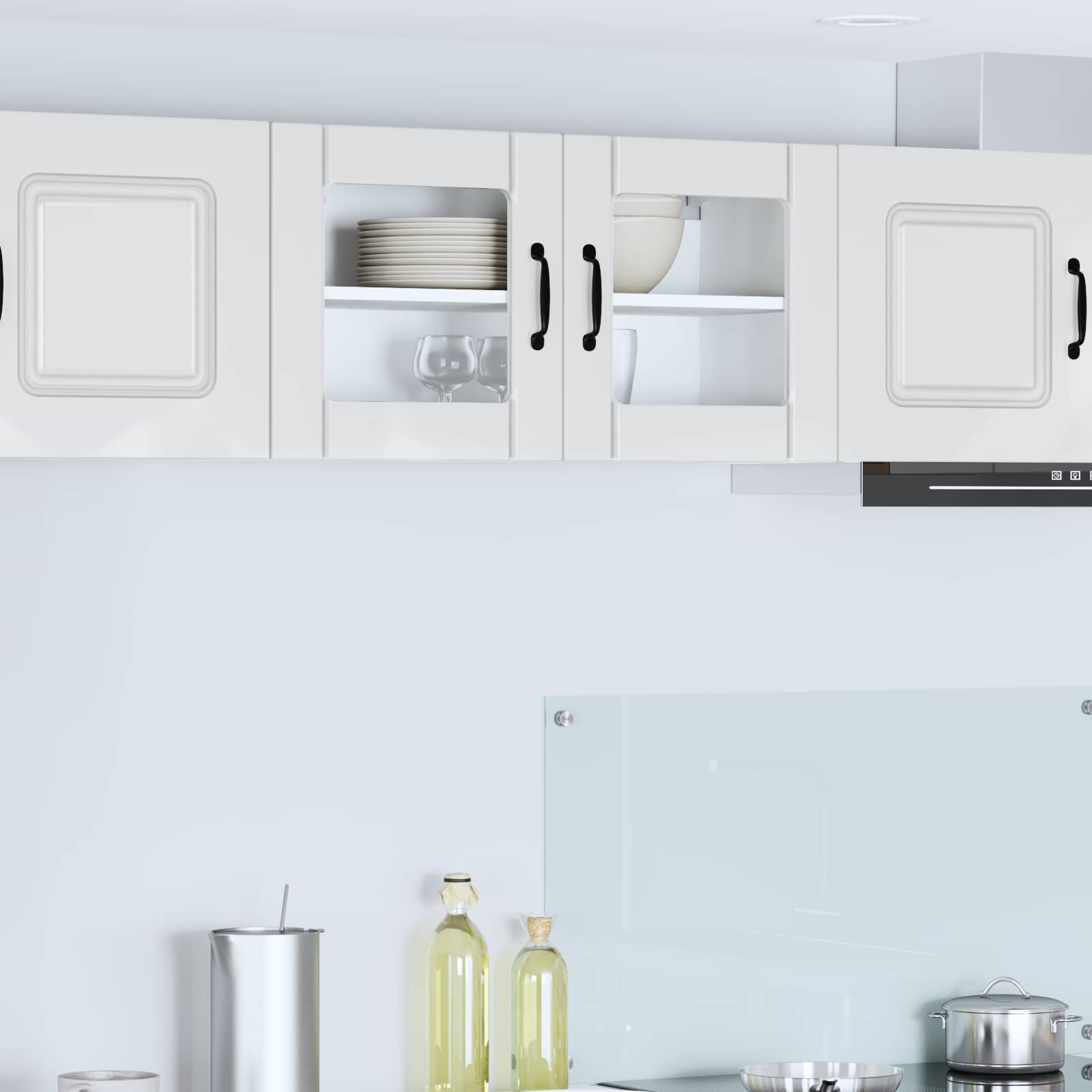 vidaXL Wall Glass Cabinet LUCCA High Gloss White 80 x 31 x 40 cm 1