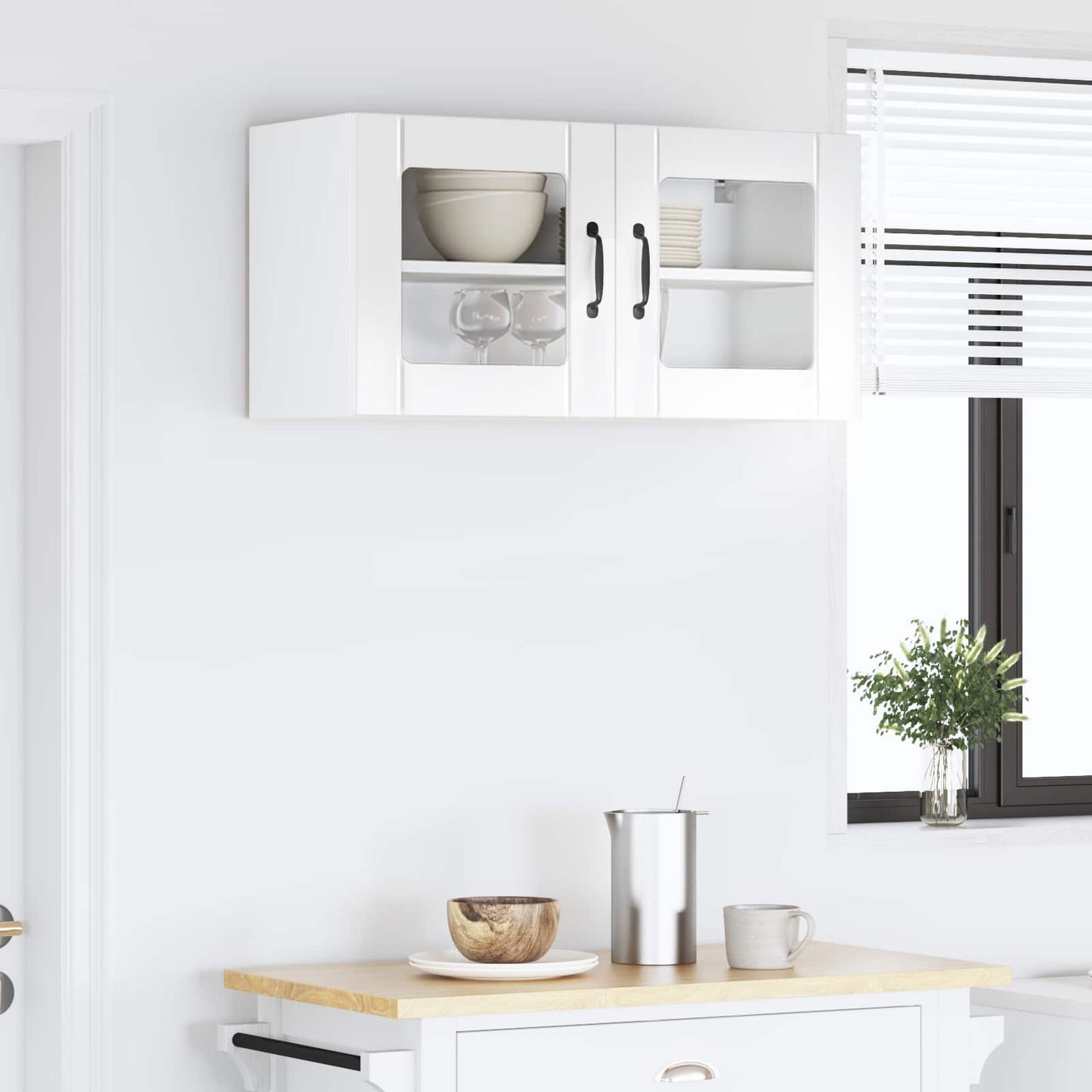 vidaXL Wall Glass Cabinet LUCCA High Gloss White 80 x 31 x 40 cm 4