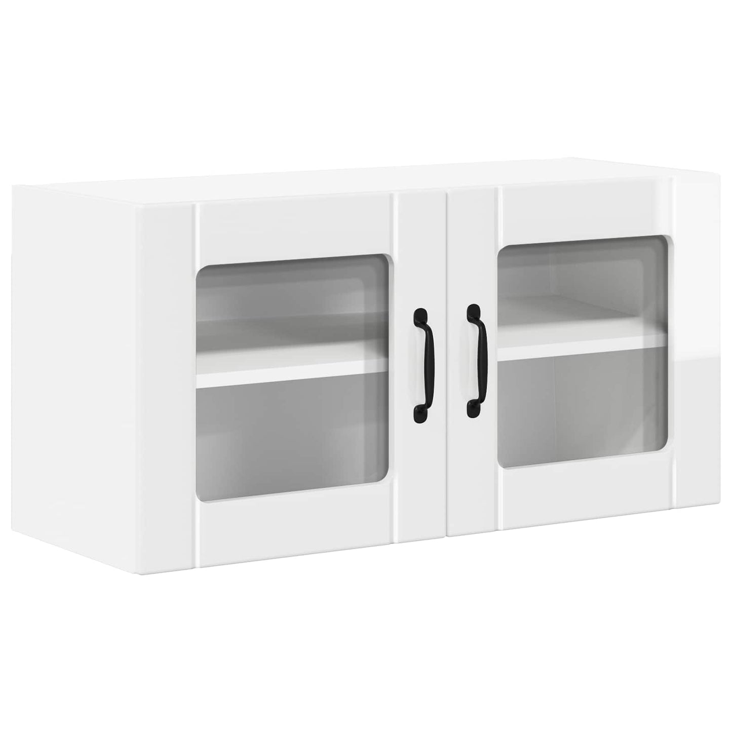 vidaXL Wall Glass Cabinet LUCCA High Gloss White 80 x 31 x 40 cm 2