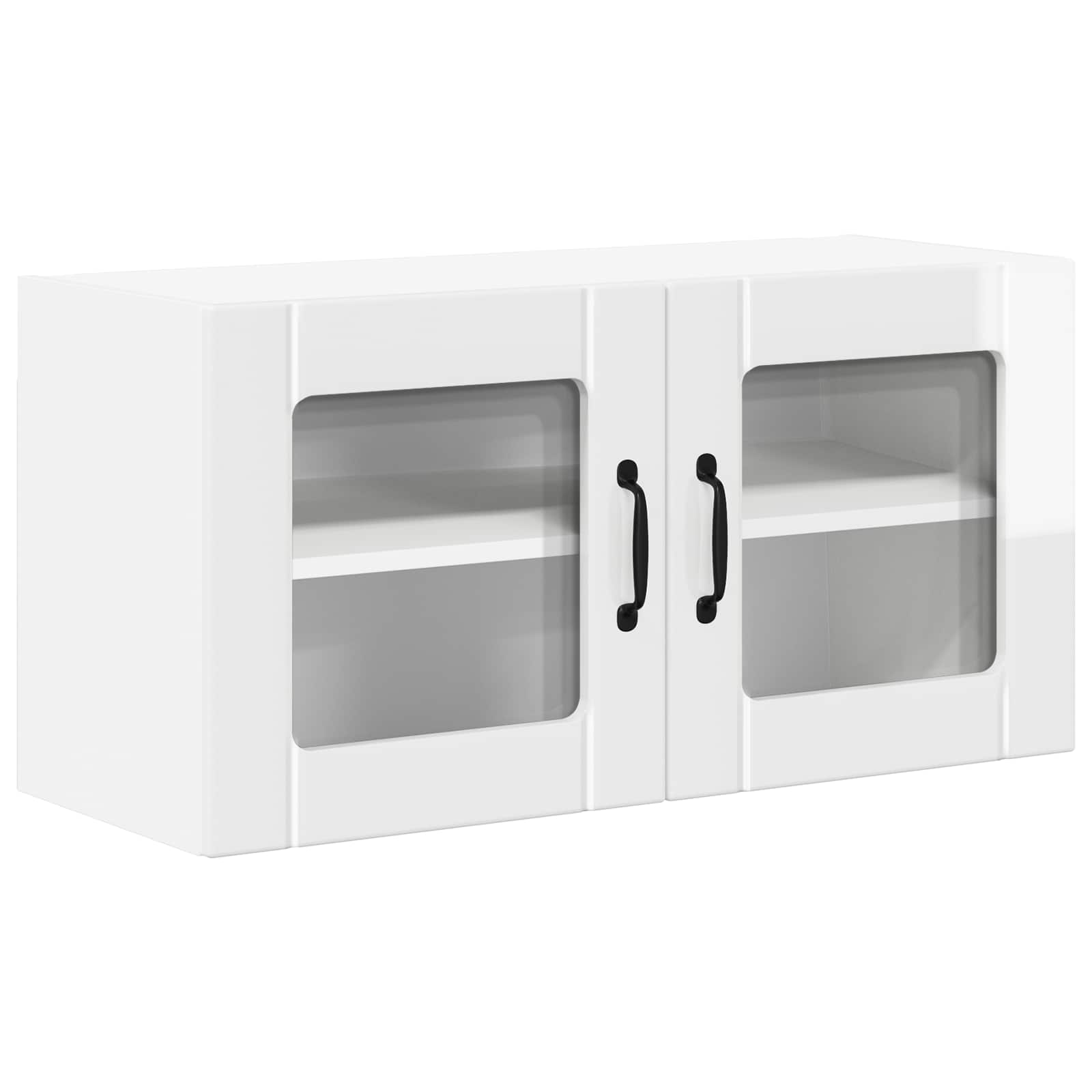 vidaXL Wall Glass Cabinet LUCCA High Gloss White 80 x 31 x 40 cm 2
