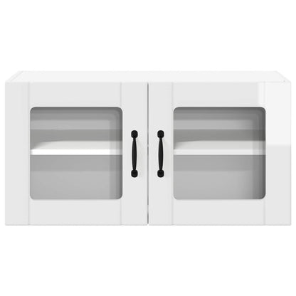 vidaXL Wall Glass Cabinet LUCCA High Gloss White 80 x 31 x 40 cm 6