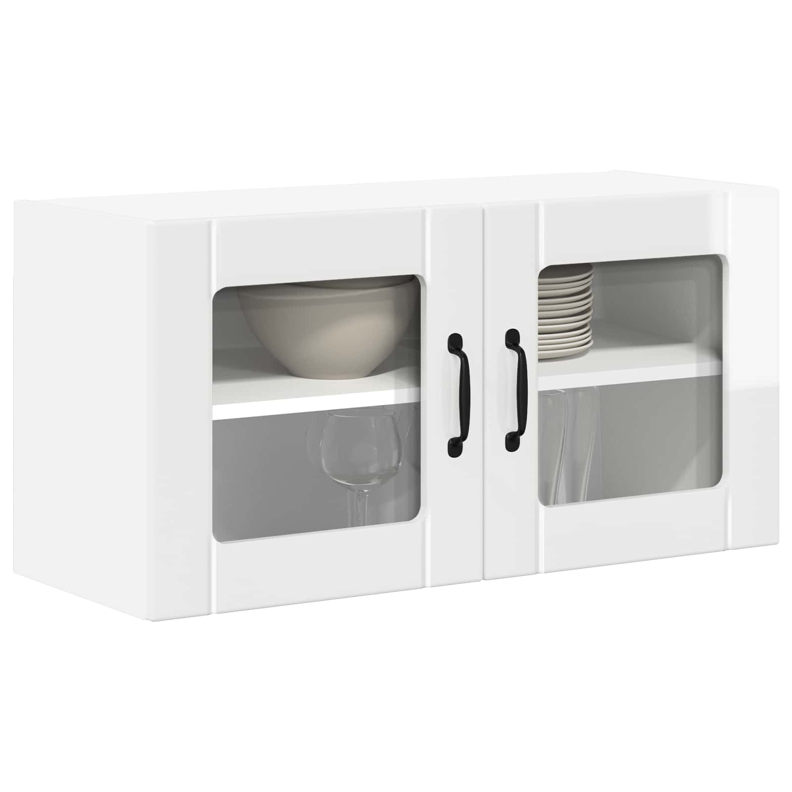 vidaXL Wall Glass Cabinet LUCCA High Gloss White 80 x 31 x 40 cm 3