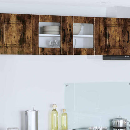 vidaXL Wall Glass Cabinet LUCCA Smoked Oak 80 x 31 x 40 cm 1