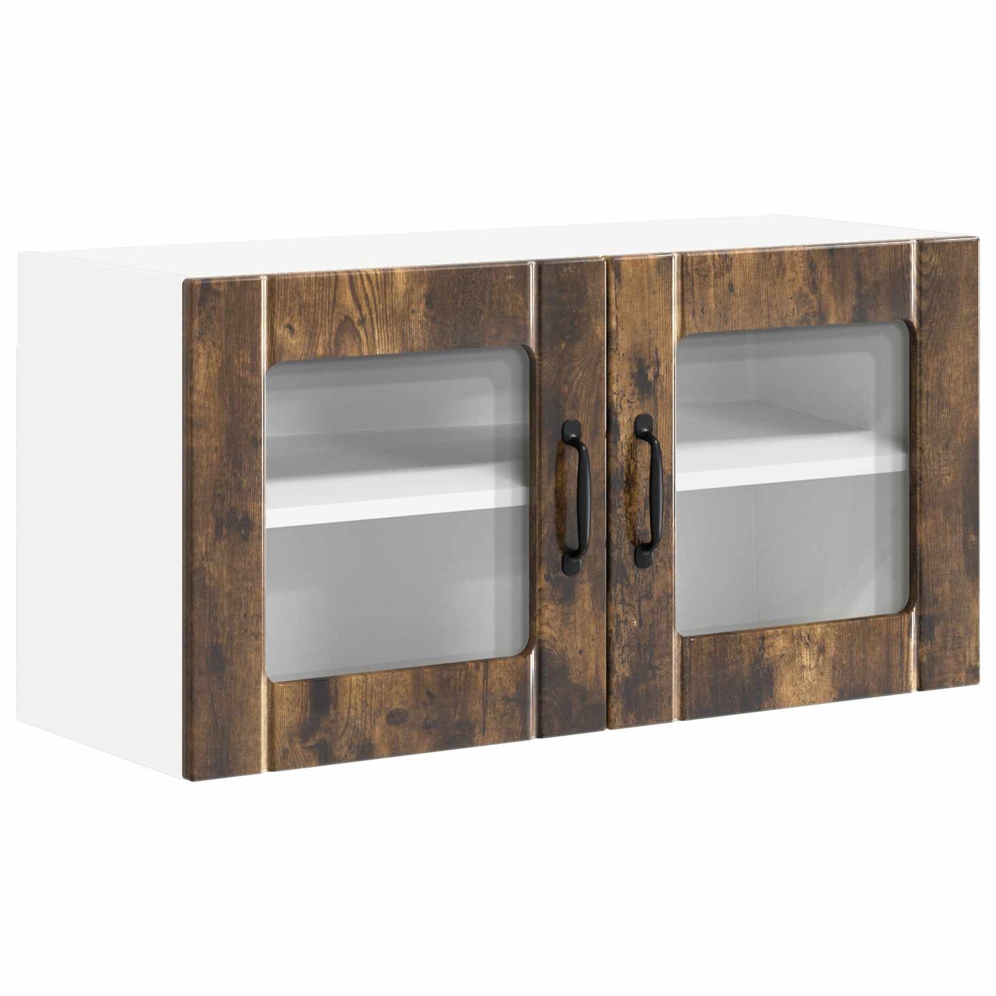 vidaXL Wall Glass Cabinet LUCCA Smoked Oak 80 x 31 x 40 cm 2