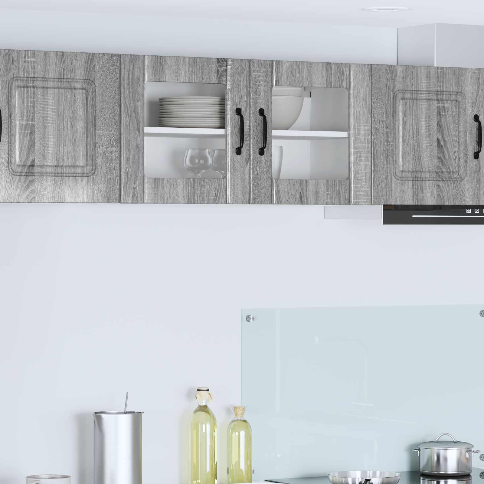 vidaXL Wall Glass Cabinet LUCCA Grey Sonoma 80 x 31 x 40 cm 1