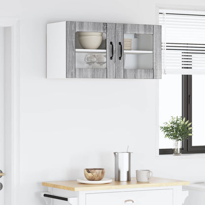 vidaXL Wall Glass Cabinet LUCCA Grey Sonoma 80 x 31 x 40 cm 4