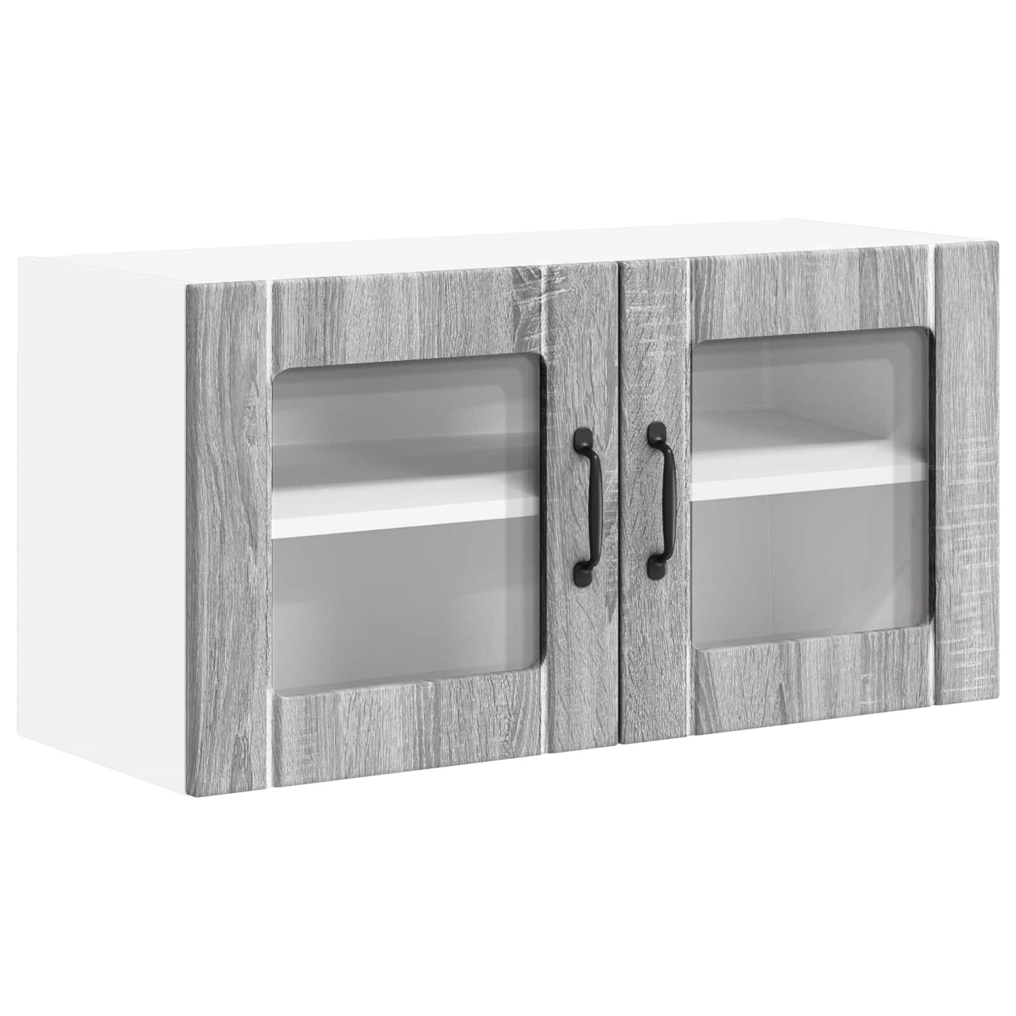 vidaXL Wall Glass Cabinet LUCCA Grey Sonoma 80 x 31 x 40 cm 2