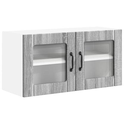vidaXL Wall Glass Cabinet LUCCA Grey Sonoma 80 x 31 x 40 cm 2