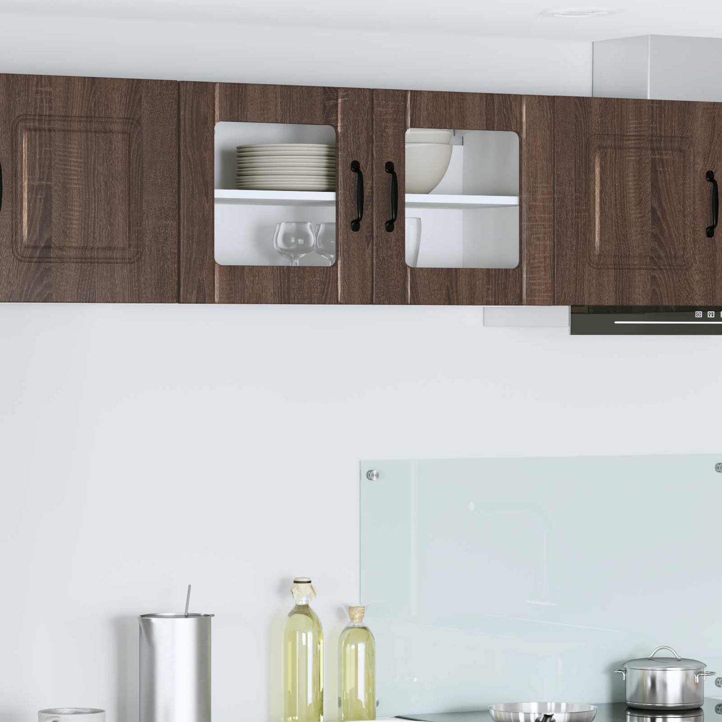 vidaXL Wall Glass Cabinet LUCCA Brown Oak 80 x 31 x 40 cm 1