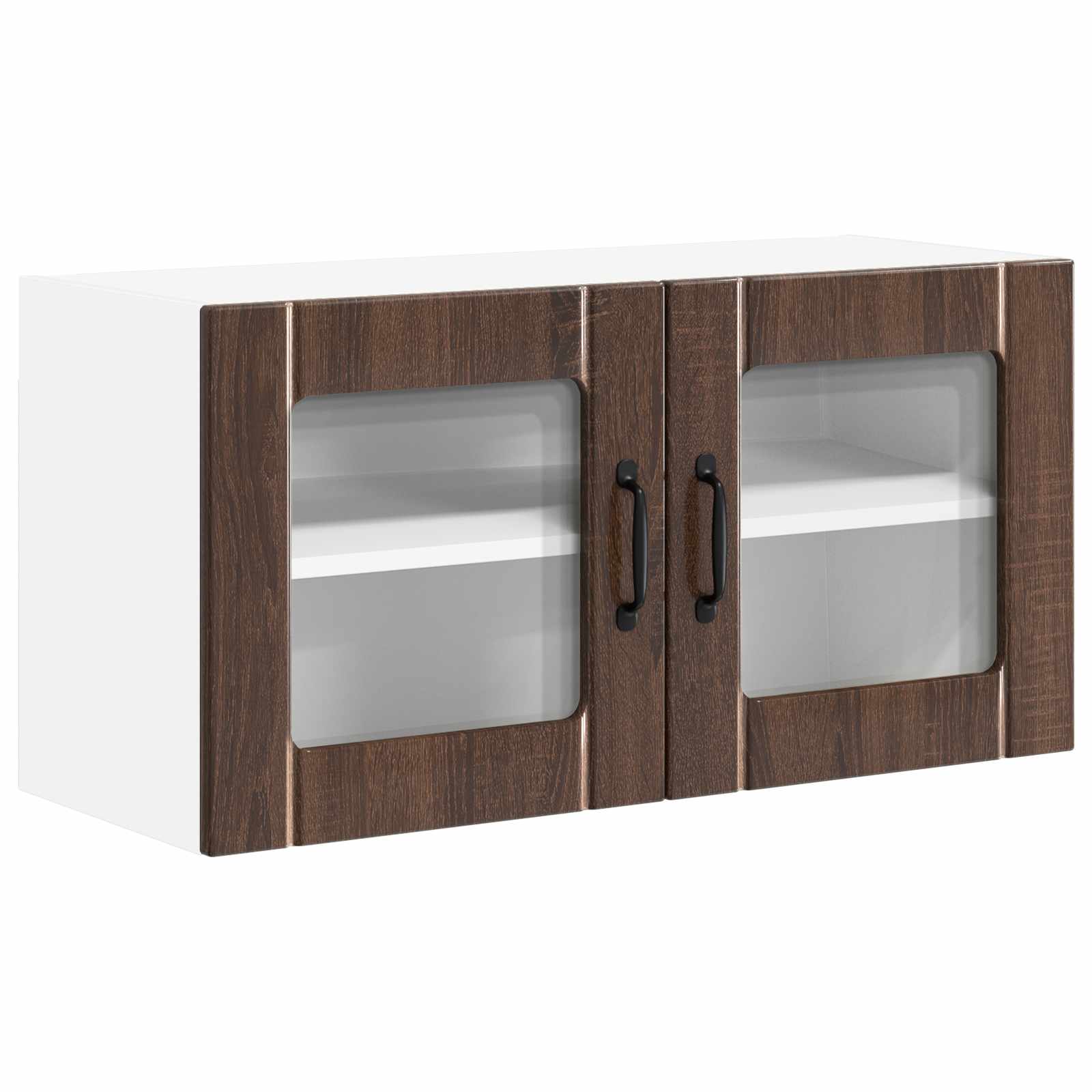 vidaXL Wall Glass Cabinet LUCCA Brown Oak 80 x 31 x 40 cm 2