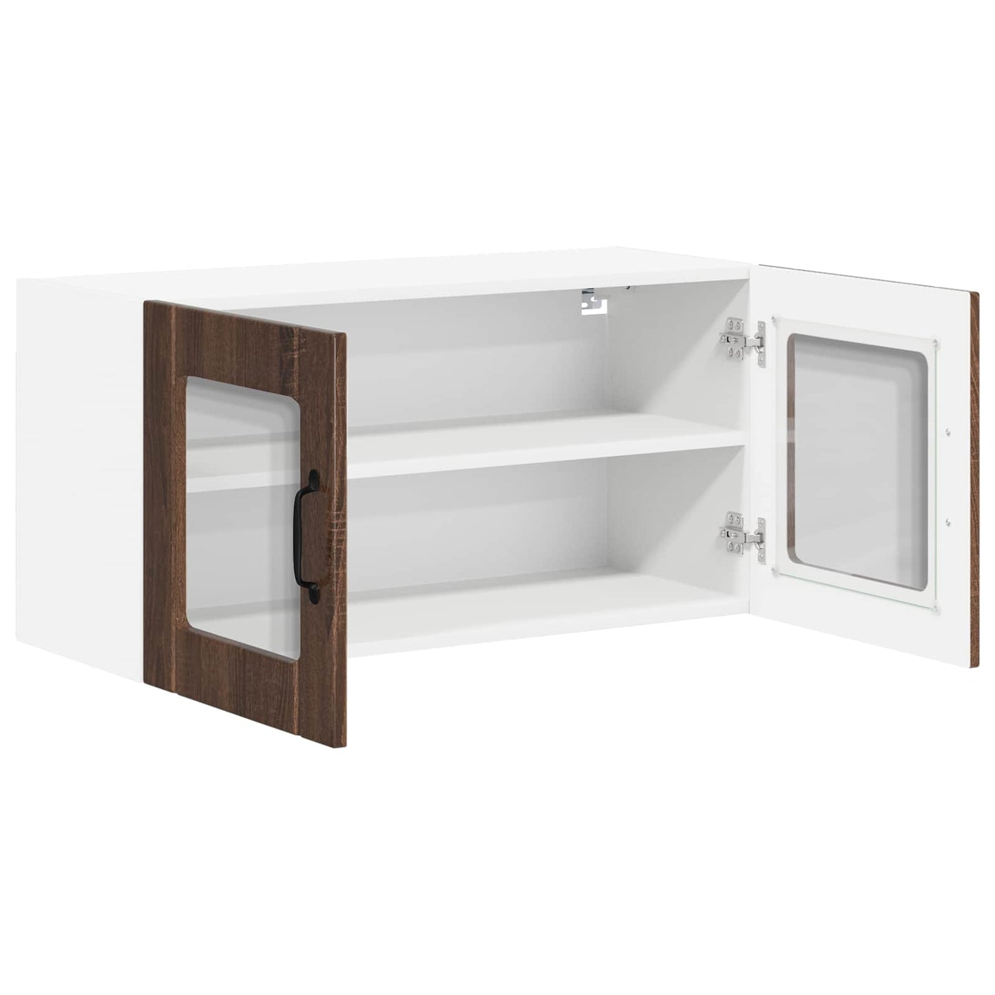 vidaXL Wall Glass Cabinet LUCCA Brown Oak 80 x 31 x 40 cm 5