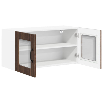 vidaXL Wall Glass Cabinet LUCCA Brown Oak 80 x 31 x 40 cm 5