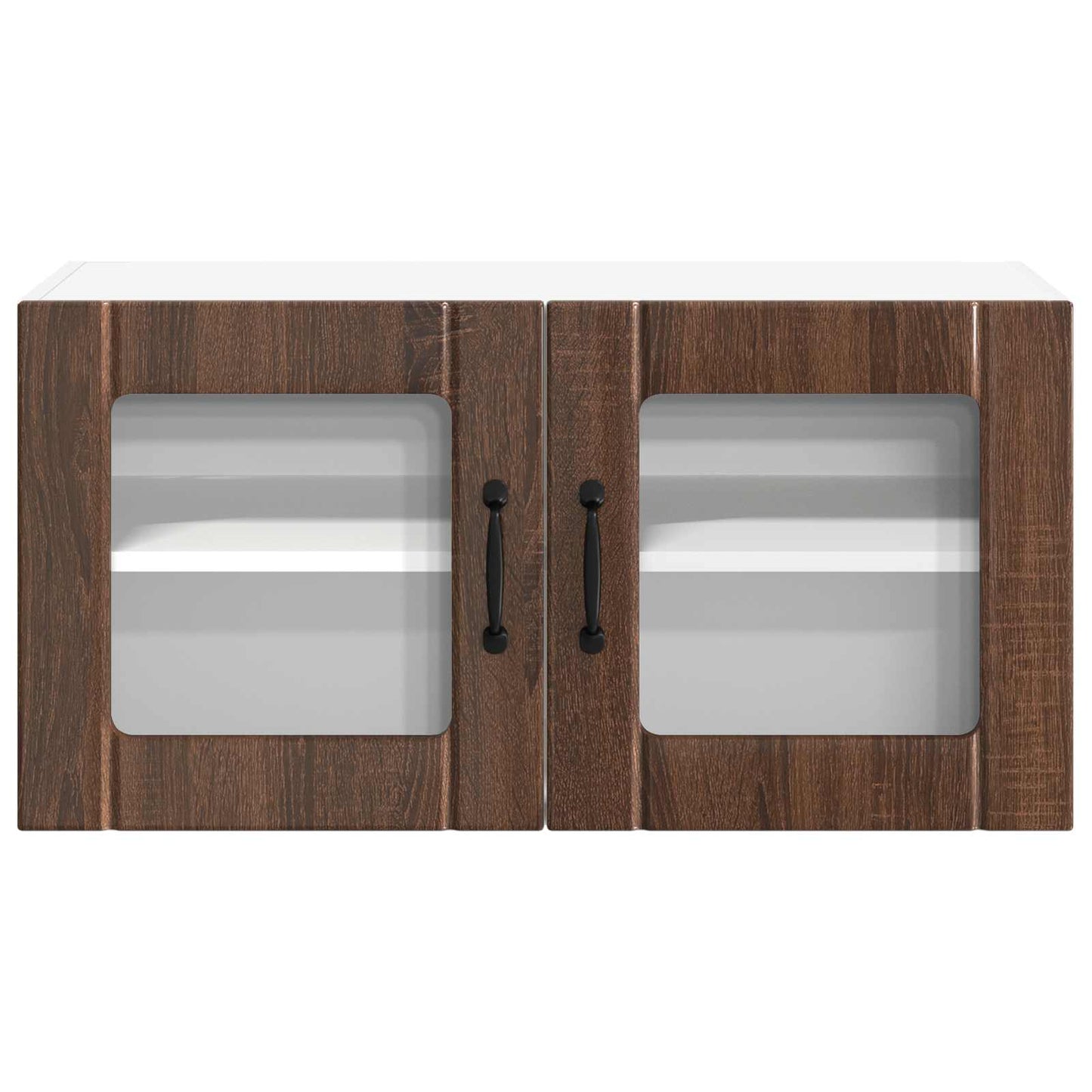 vidaXL Wall Glass Cabinet LUCCA Brown Oak 80 x 31 x 40 cm 6