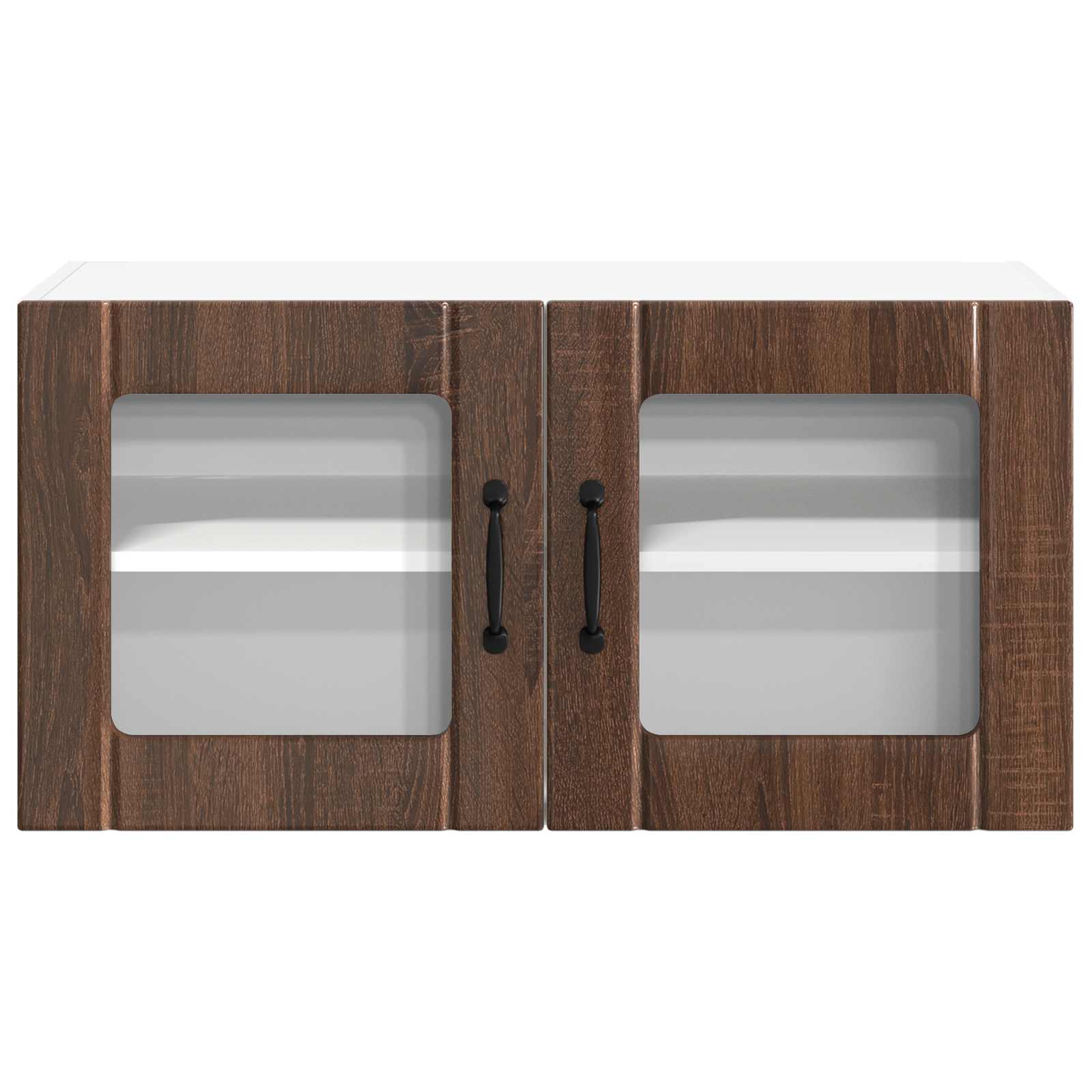 vidaXL Wall Glass Cabinet LUCCA Brown Oak 80 x 31 x 40 cm 6