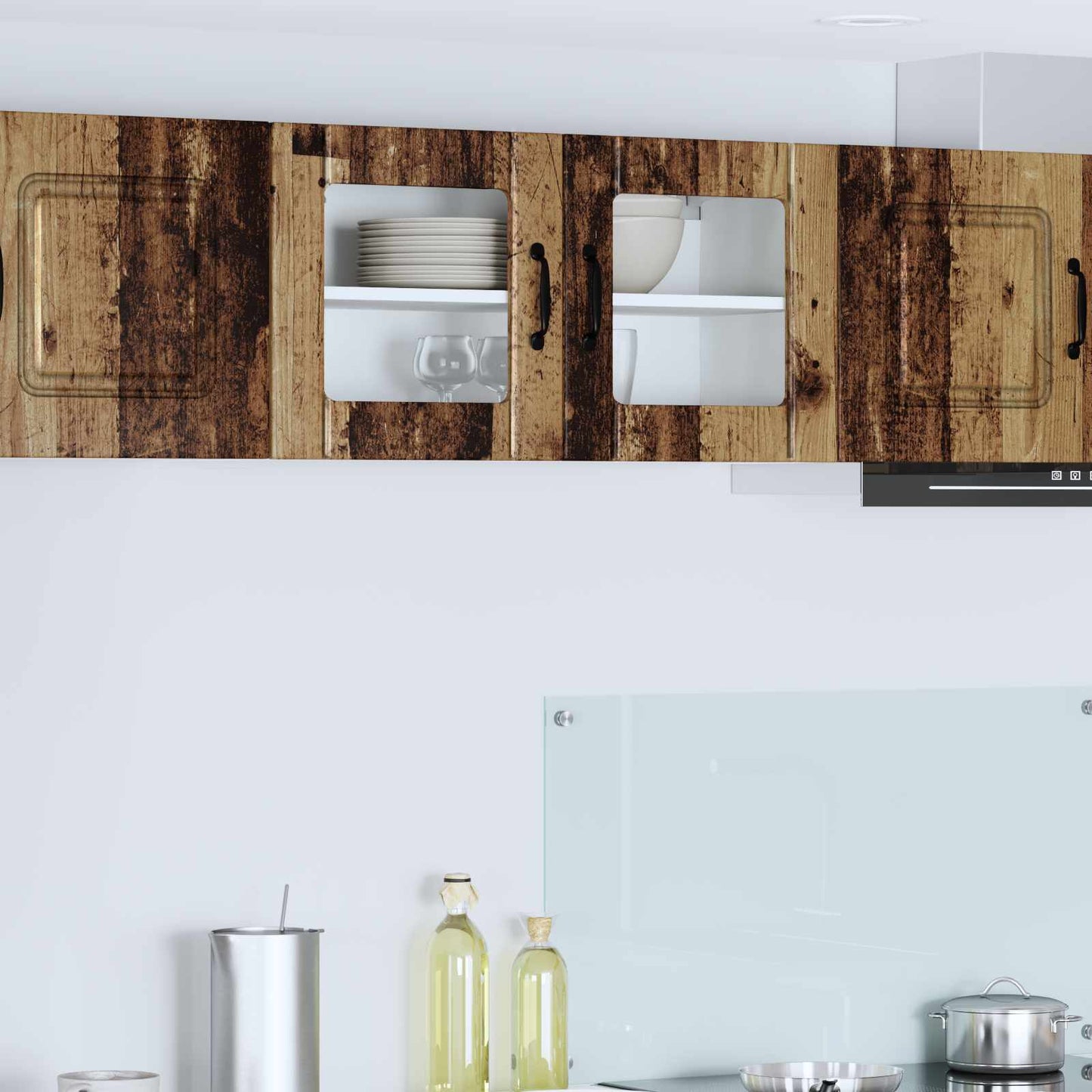 vidaXL Wall Glass Cabinet LUCCA Old Wood 80 x 31 x 40 cm 1