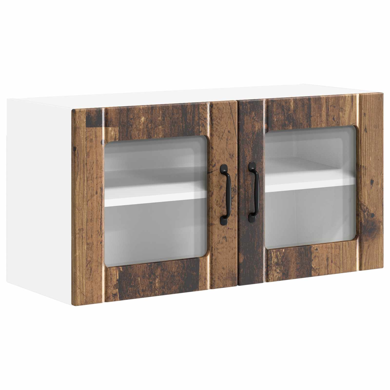 vidaXL Wall Glass Cabinet LUCCA Old Wood 80 x 31 x 40 cm 2
