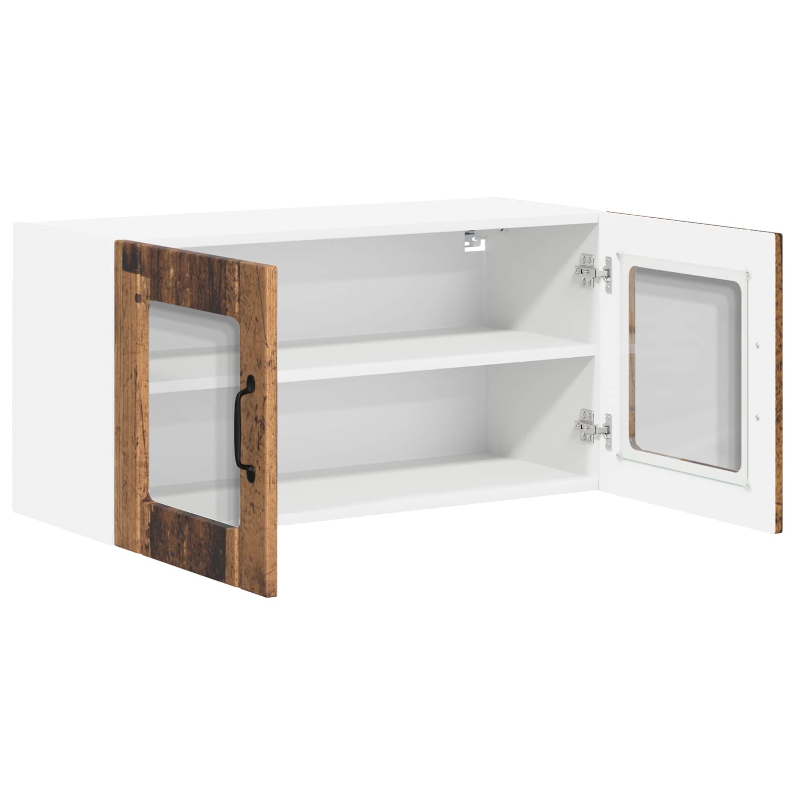 vidaXL Wall Glass Cabinet LUCCA Old Wood 80 x 31 x 40 cm 5