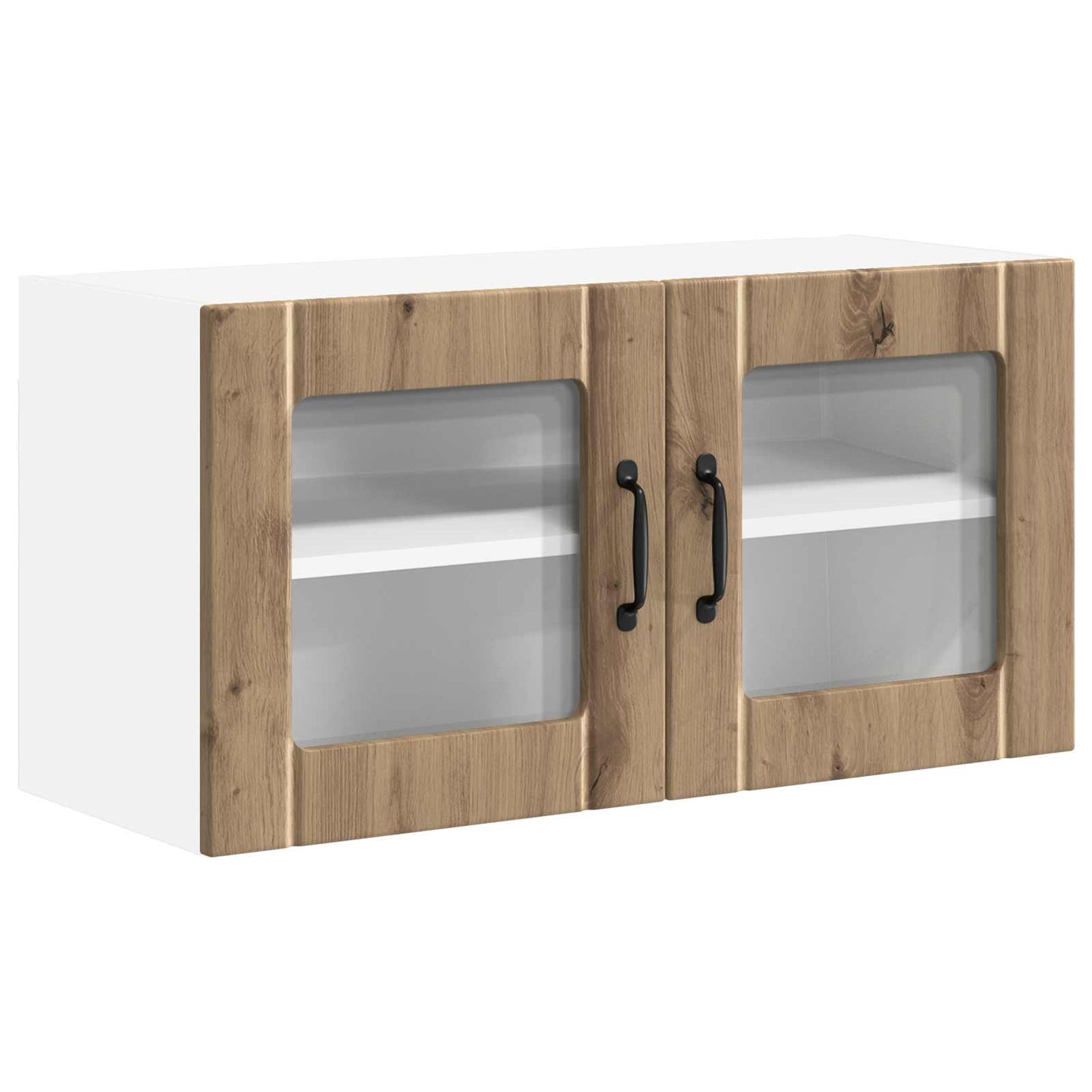 vidaXL Wall Glass Cabinet LUCCA Artisan Oak 80 x 31 x 40 cm 2