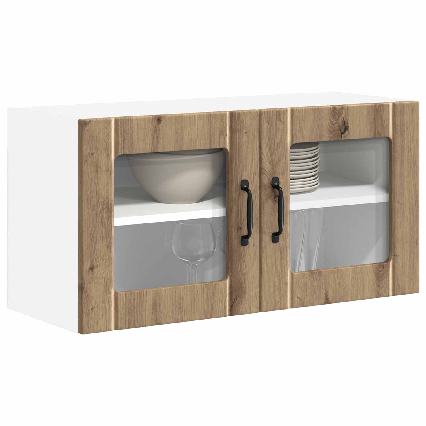 vidaXL Wall Glass Cabinet LUCCA Artisan Oak 80 x 31 x 40 cm 3