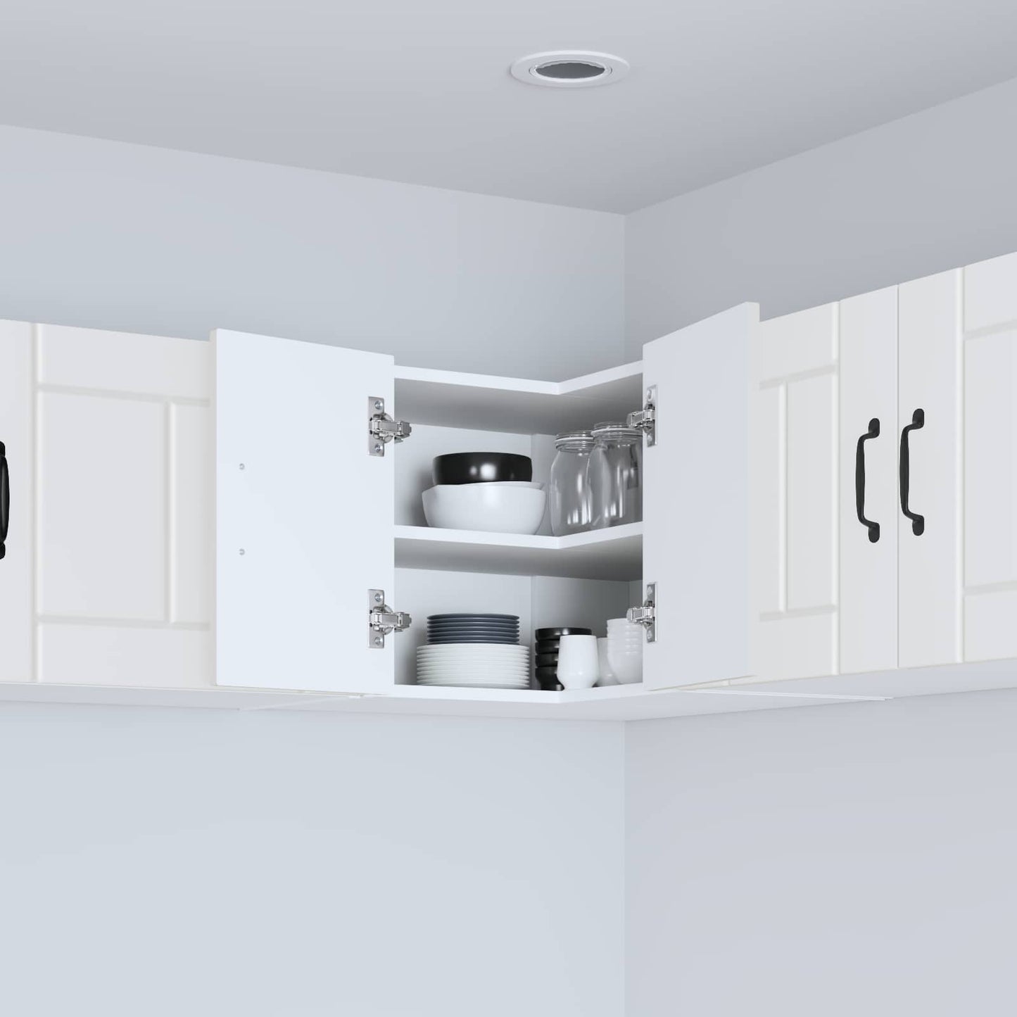 vidaXL Wall Corner Cabinet LUCCA White 57 x 57 x 40 cm Engineered Wood 4