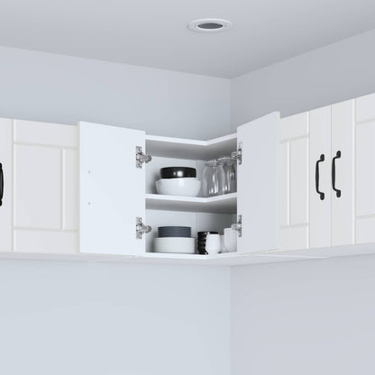 vidaXL Wall Corner Cabinet LUCCA White 57 x 57 x 40 cm Engineered Wood 4