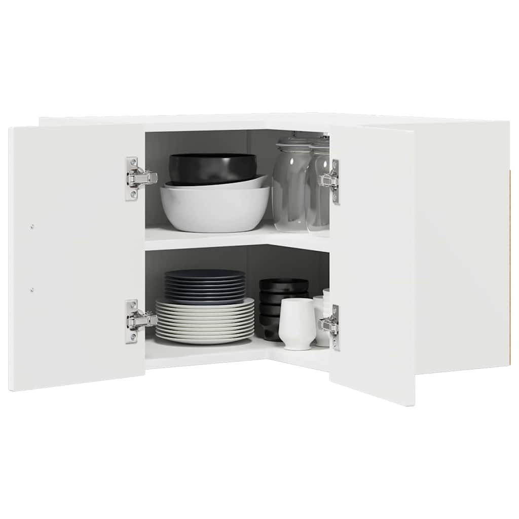vidaXL Wall Corner Cabinet LUCCA White 57 x 57 x 40 cm Engineered Wood 3
