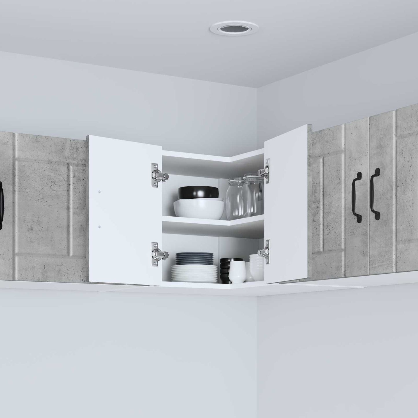 vidaXL Wall Corner Cabinet LUCCA Concrete Grey 57 x 57 x 40 cm 4