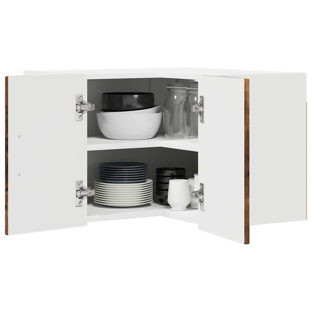 vidaXL Wall Corner Cabinet LUCCA Smoked Oak 57 x 57 x 40 cm 3