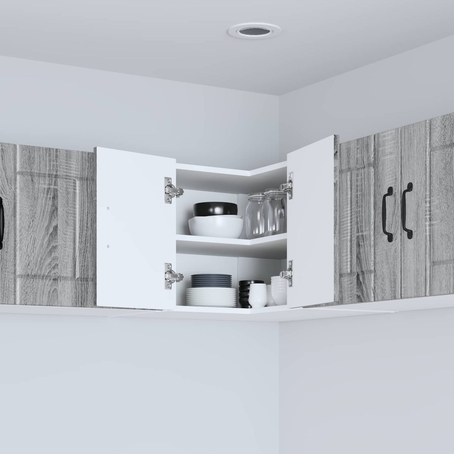 vidaXL Wall Corner Cabinet LUCCA Grey Sonoma 57 x 57 x 40 cm 4