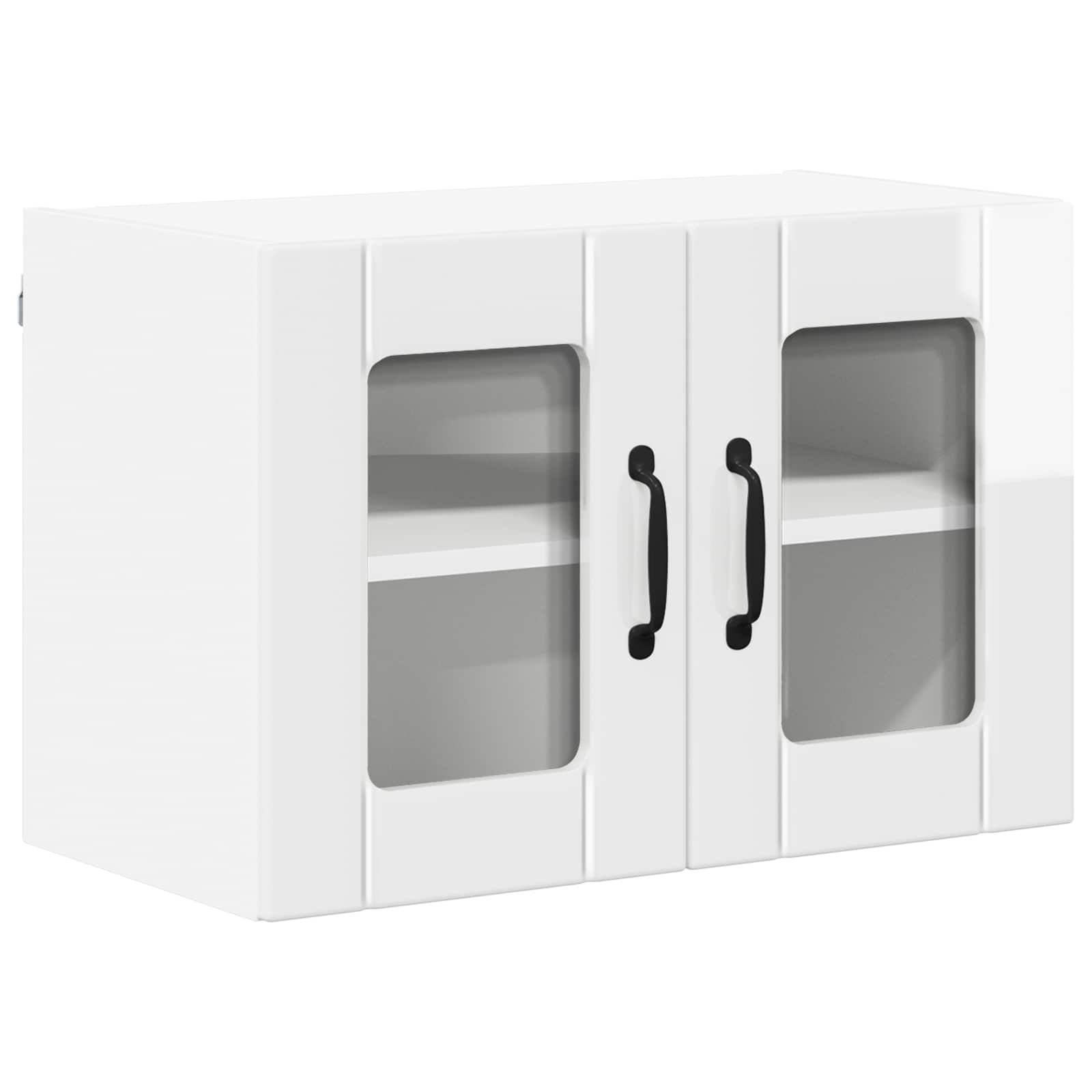 vidaXL Wall Glass Cabinet LUCCA High Gloss White 60 x 31 x 40 cm 2
