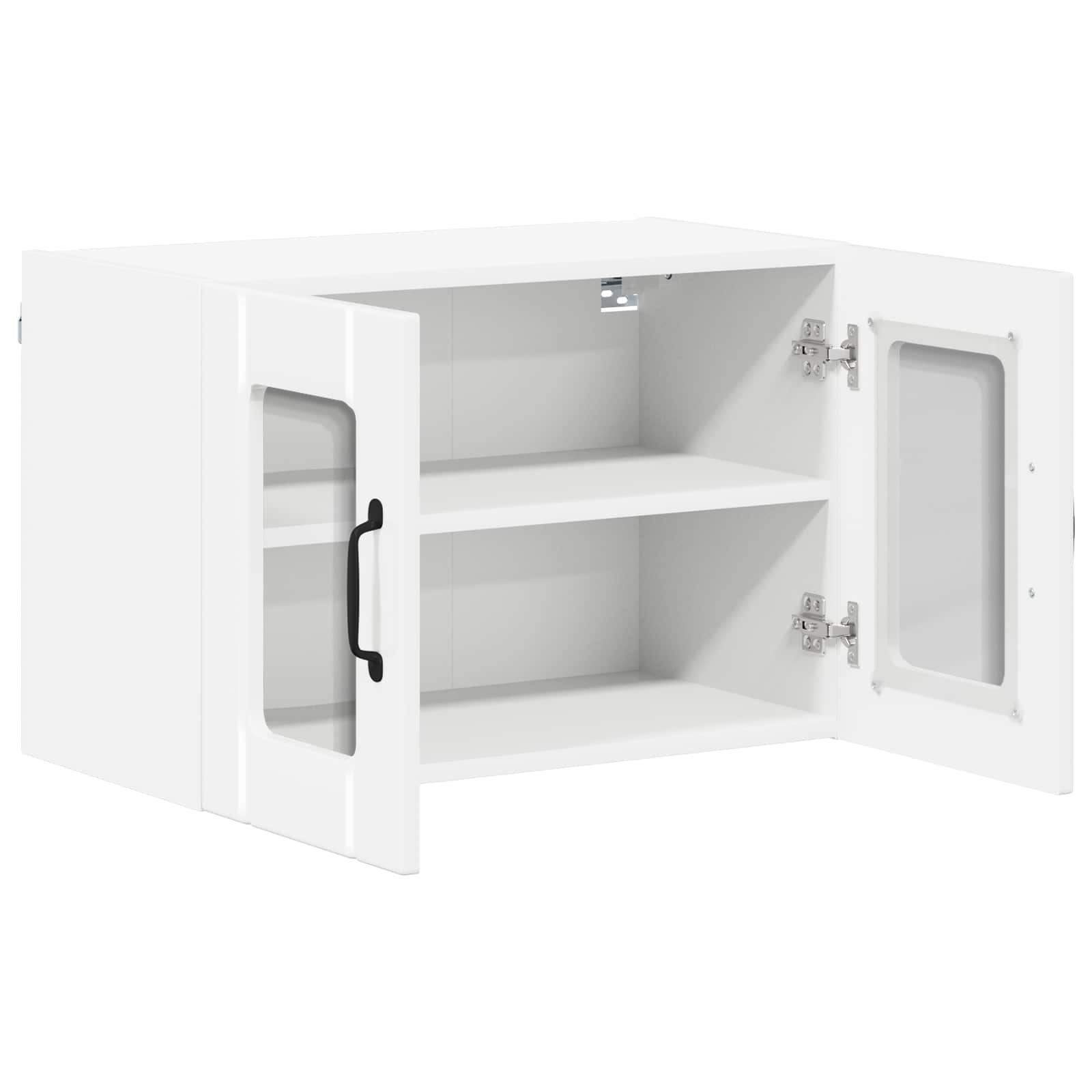vidaXL Wall Glass Cabinet LUCCA High Gloss White 60 x 31 x 40 cm 5
