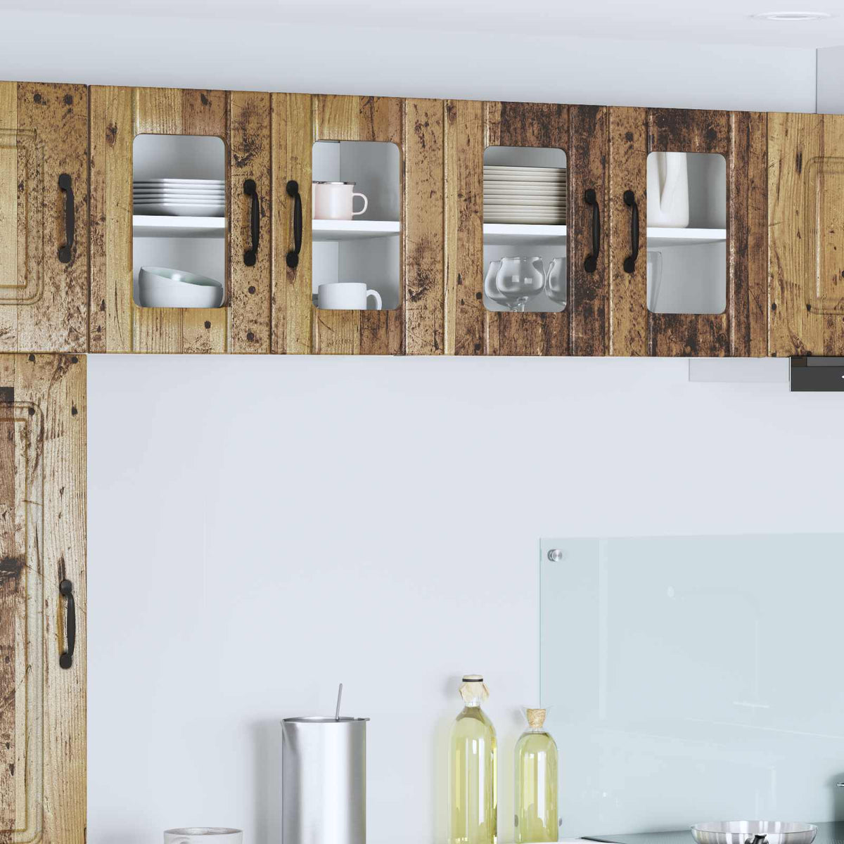 vidaXL Kitchen Wall Cabinet with Glass Door "Lucca" Old Wood