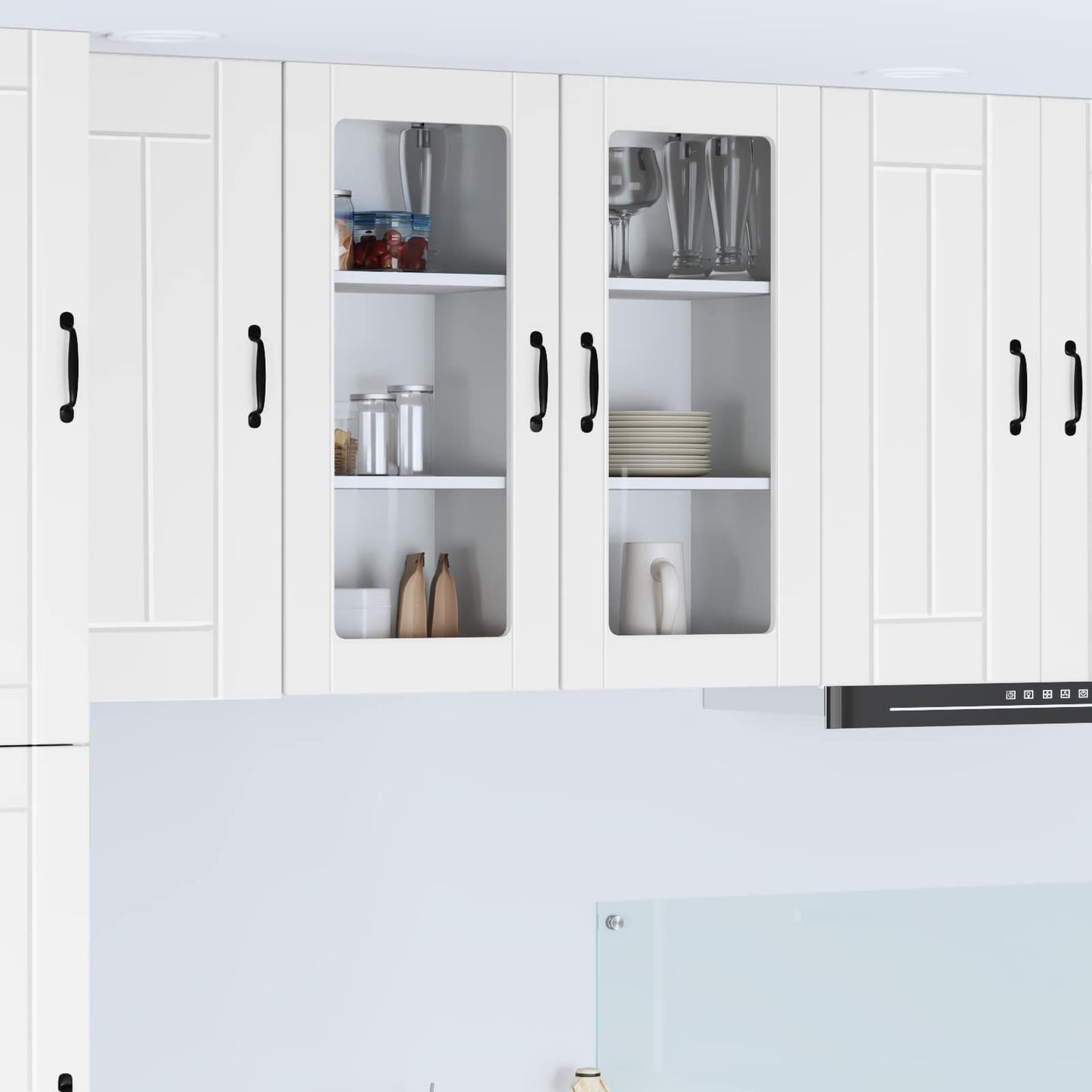 vidaXL Wall Glass Cabinet LUCCA White 40 x 31 x 80 cm Engineered Wood 1