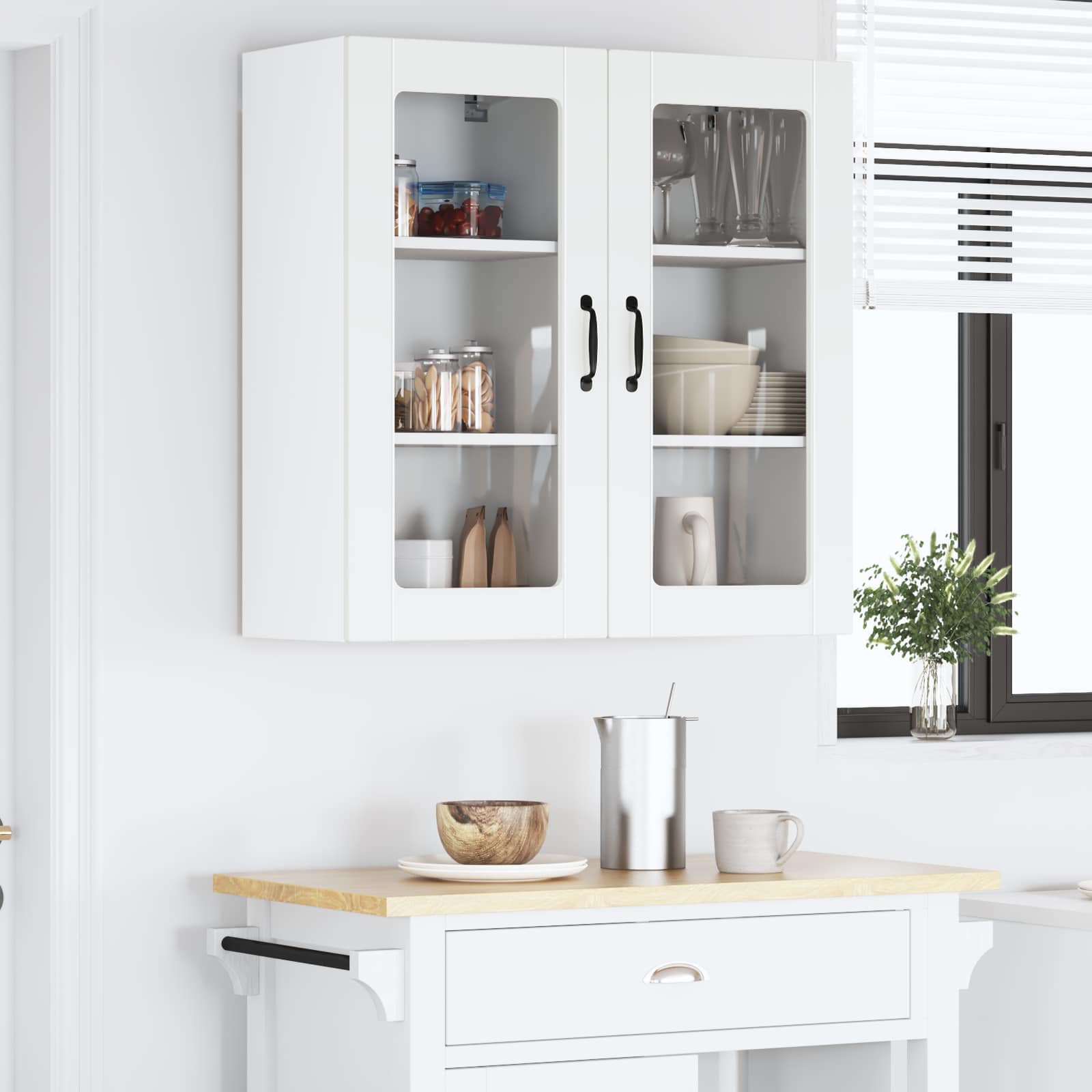 vidaXL Wall Glass Cabinet LUCCA White 40 x 31 x 80 cm Engineered Wood 4