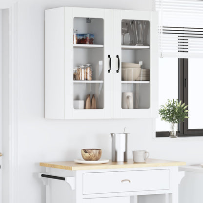vidaXL Wall Glass Cabinet LUCCA White 40 x 31 x 80 cm Engineered Wood 4