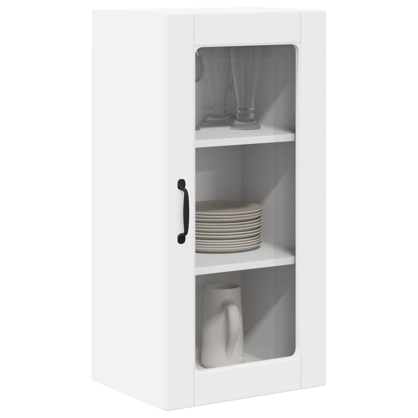vidaXL Wall Glass Cabinet LUCCA White 40 x 31 x 80 cm Engineered Wood 3