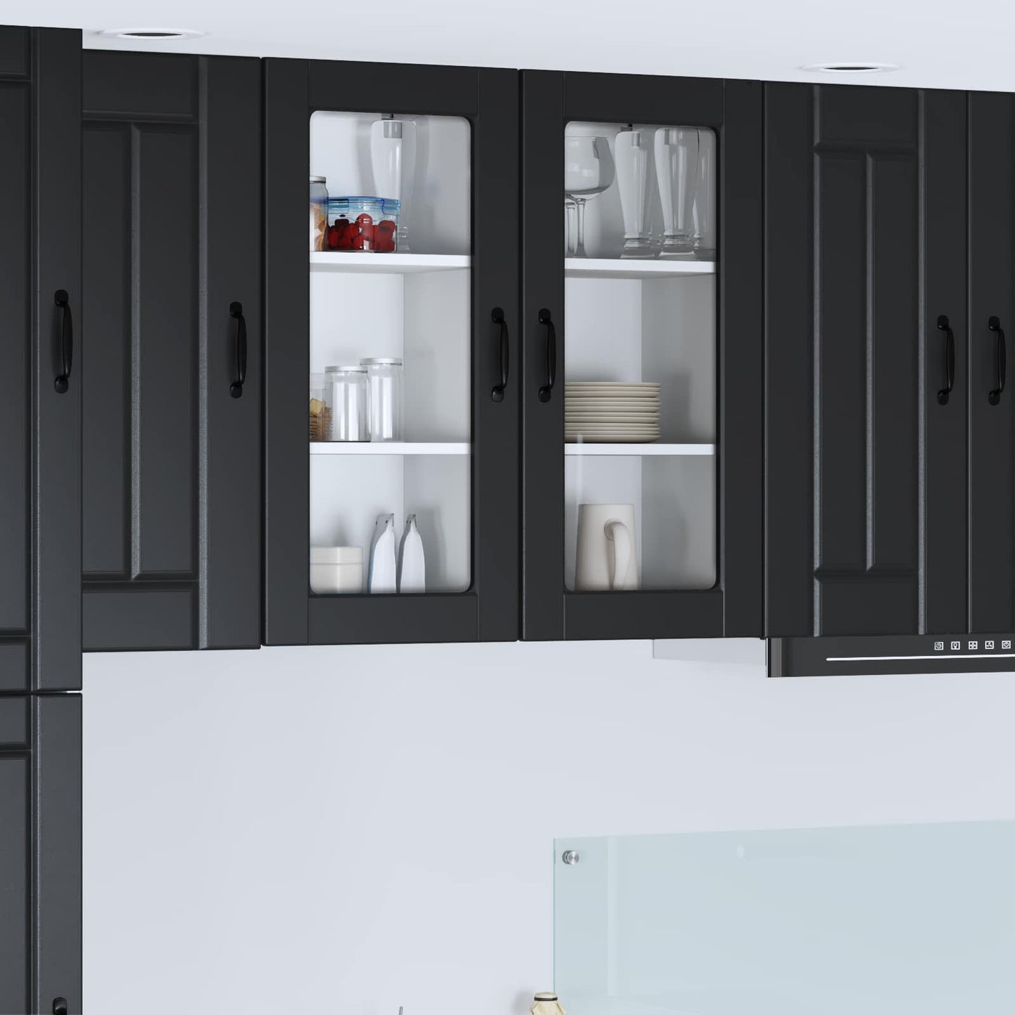vidaXL Wall Glass Cabinet LUCCA Black 40 x 31 x 80 cm Engineered Wood 1
